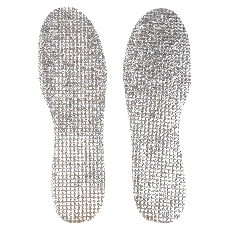 1 Pair Aluminum Foil Lamb Wool Insoles For Winter Warm Moisture-Proof Soft Sweat-Absorbing Breathable Plus Velvet Insoles