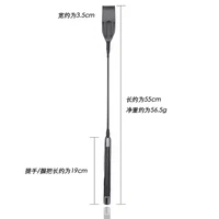 Genuine Leather Long Straight Whip, Riding Crop Flogger, Black Leather Handle Paddle, Slapper Horse Training, 55cm 2