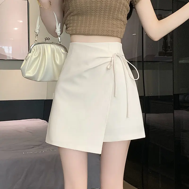 Women's Skirt with Strings Female Skirts Pink Irregular High Waist Short Vintage Korean Style Clothing Sales Aesthetic Modest V 2