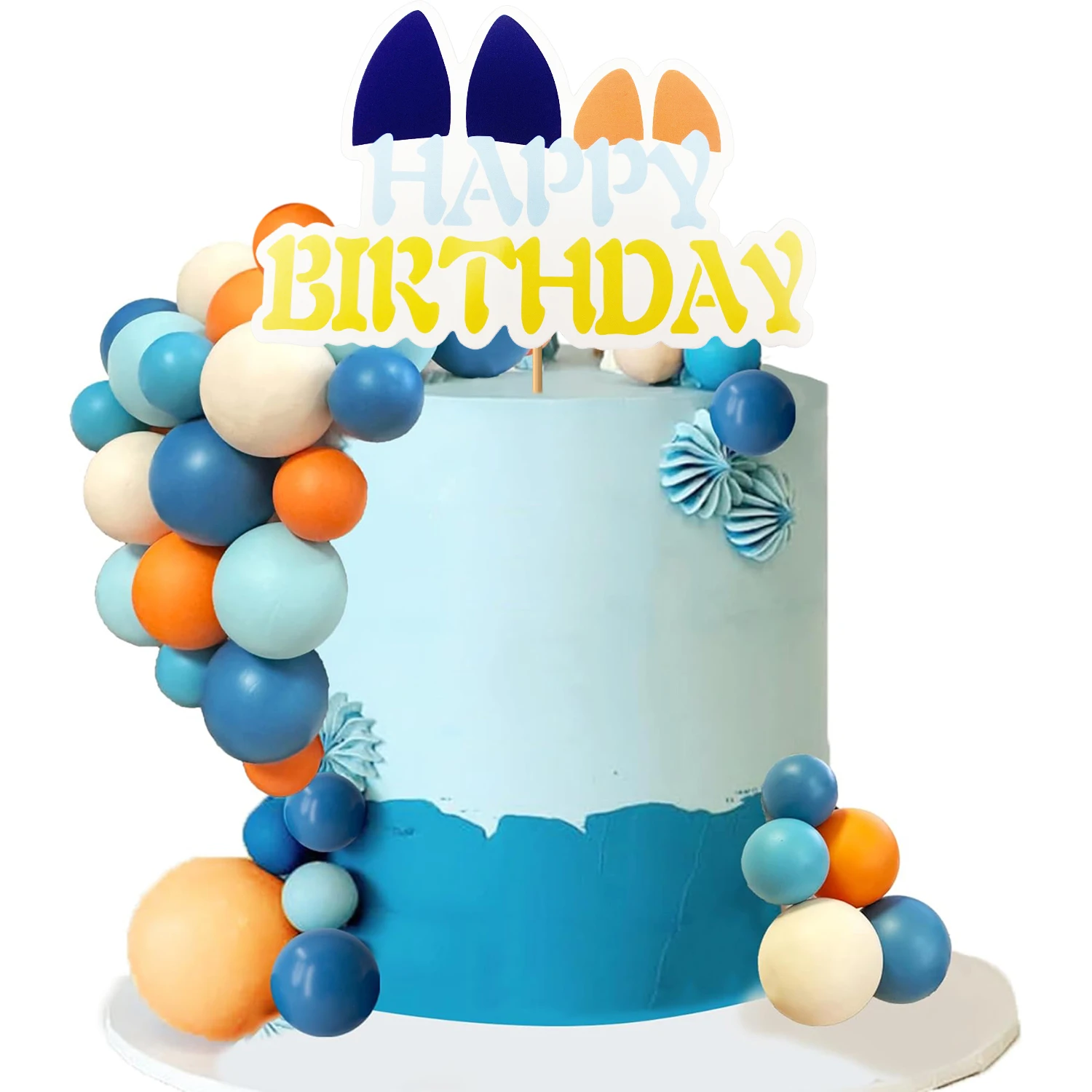 Kugel-Tortendekorationen Blau Orange Geburtstagskuchen-Dekorationen für Babyparty Geburtstagskuchen-Dekoration (Blauer Hund)