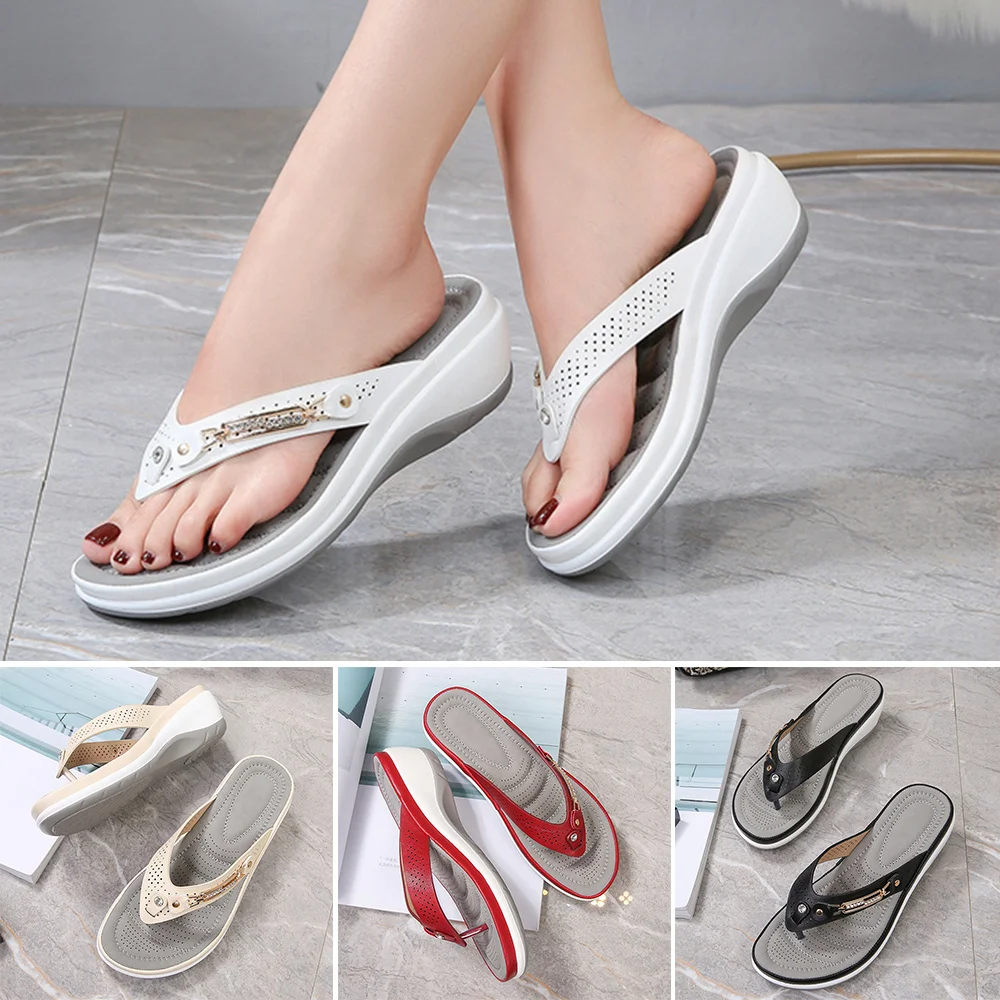 

Women's Soft Cushion Flip Flops Thong Sandals Slippers Casual Orthotics Sandals Non-slip Female Wedges Beach Shoes 2023 New