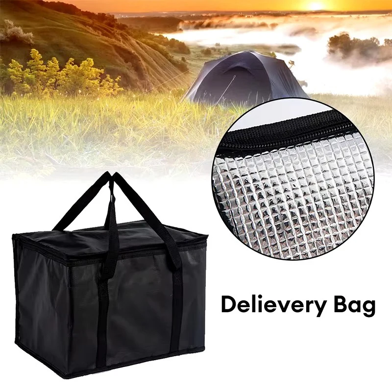 40l Insulated And Refrigerated Bag Large Capacity Portable Lunch Bag Zipper Picnic Camping Tin Foil Food Ba