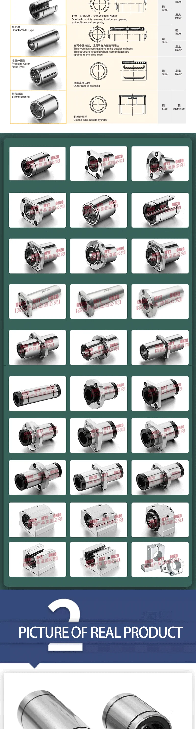 Description Picture 3 of itemCHINA MYT Linear bearing guide circular flang anti rust nickel plating LMFP6AUU LMFP8AUU LMFP10AUU LMFP12AUU LMFP13AUU LMFP16AUU