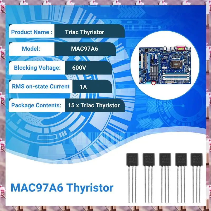 15 Pcs MAC97A6 97A6 Bi-Directional Triac Thyristor 600V 1A,15 Pcs MAC97A6 97A6 Bi-Directional Triac Thyristor 600V 1A HOHO