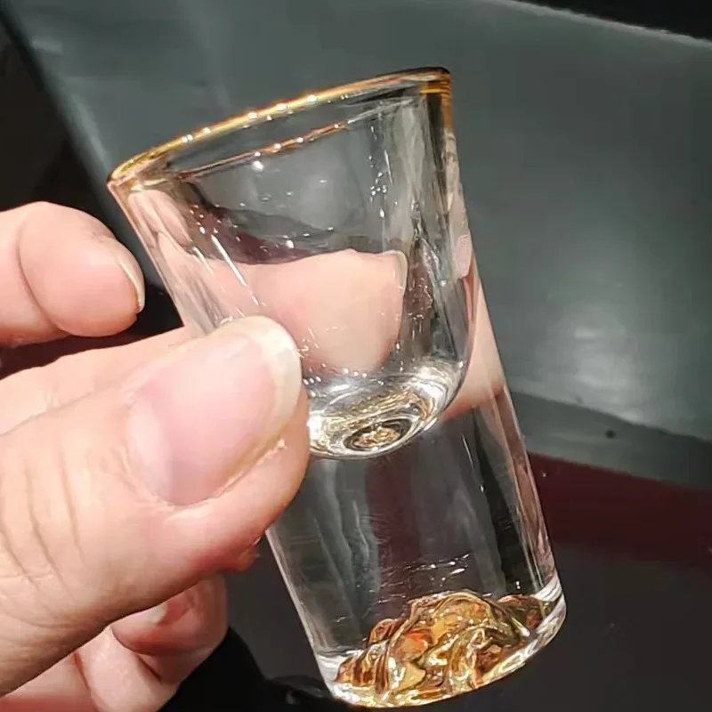 Whiskey Glass Crystal Glass Cup Crystal Liquor Spirits Shot Glasses Gold Foil Rim Mountain Wine Glass Vodka Whisky Bar Brandy Snifters