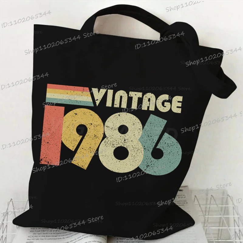 ヴィンテージ 1985年 40歳の誕生日 ショルダーバッグ レディース メンズ エコ デイリー ショッピングバッグ カジュアル レトロ 1980年代～1989年代 キャンバス クラシック トートバッグ