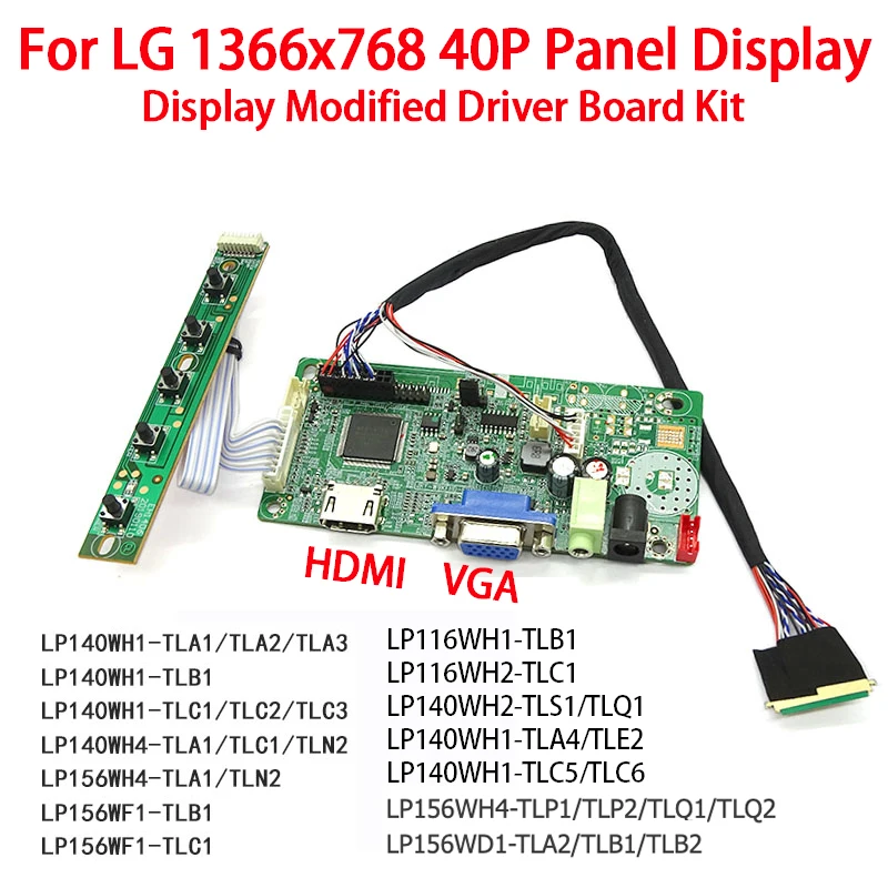 For-LG-1366x768-40pins-LED-Driver-LVDS-HDMI-VGA-LCD-Display-Driver ...