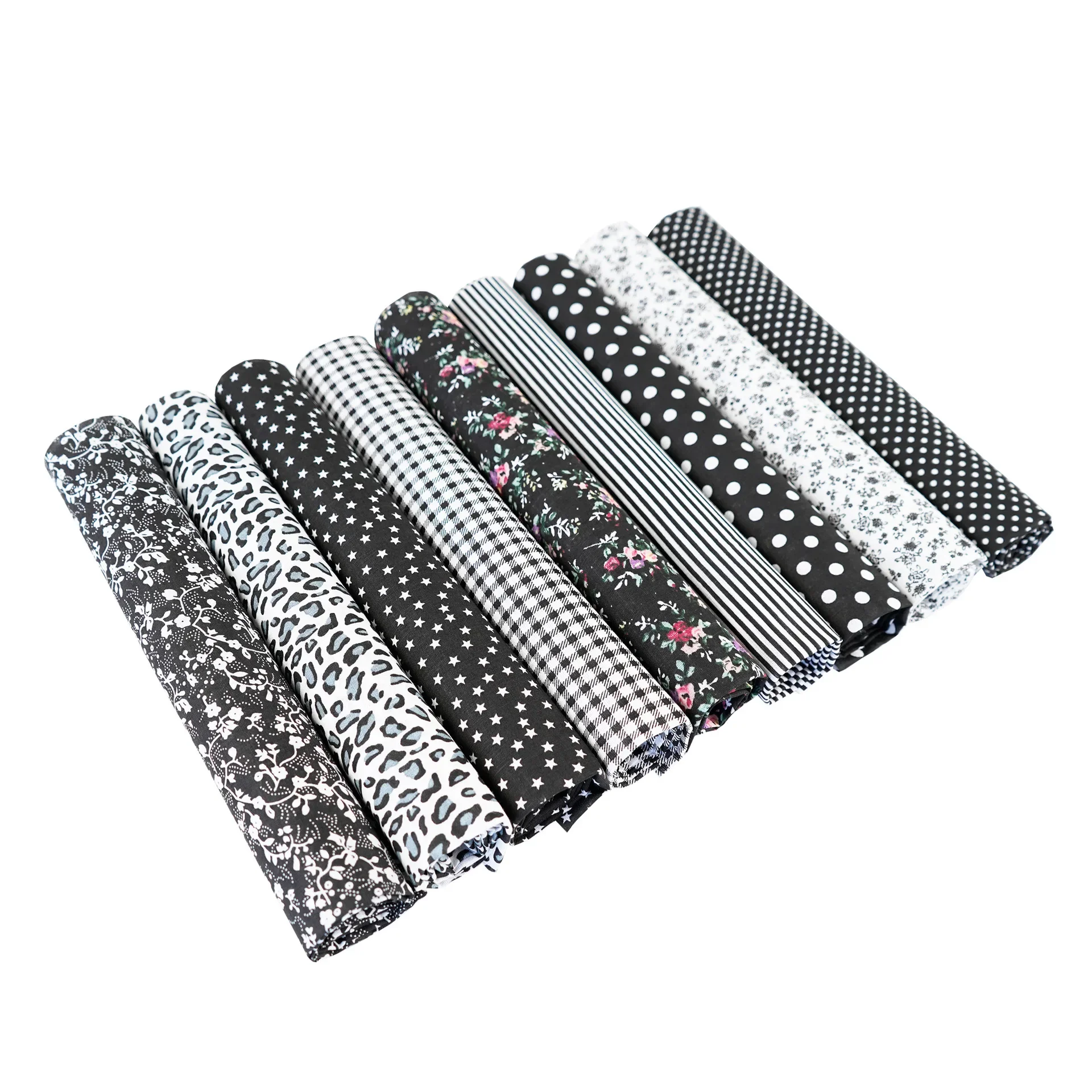 9-Color Black Patchwork Cotton Fabric Plaid Dots Handmade DIY Batik Fabric Headcloth Material For Clothing Accessories