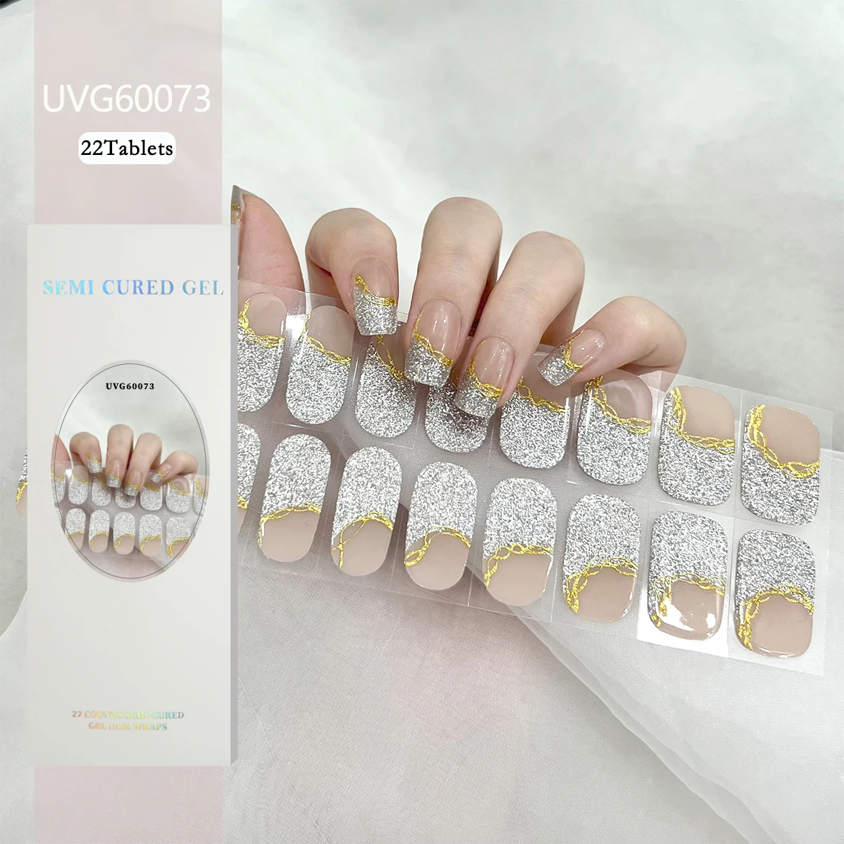 20 Tipps Black Cat Eye Reine Farbe Glänzend Halbhärteter Langlebiger Nagelkleber Kunstaufkleber mit Nagelfeile Nail Art UV-Licht erforderlich – Detail 13