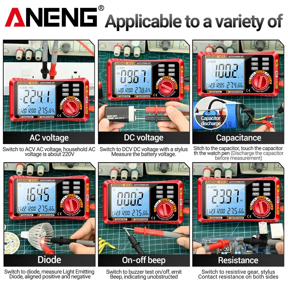 ANENG 612 Smart Digital Multimeters AC/DC Current Voltage Capacitance Professional Measurement Multimetro Test Tools 5