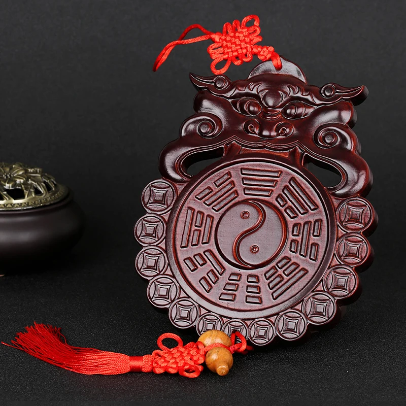 

Mahogany beast head gossip mirror pendant wood carving feng shui toilet door to door bedroom kitchen feng shui decorations