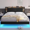 California King Size Bed Frame with Hidden Storage Headboard and Charging Station Cal King Size Visual Floating Platform Bed 3