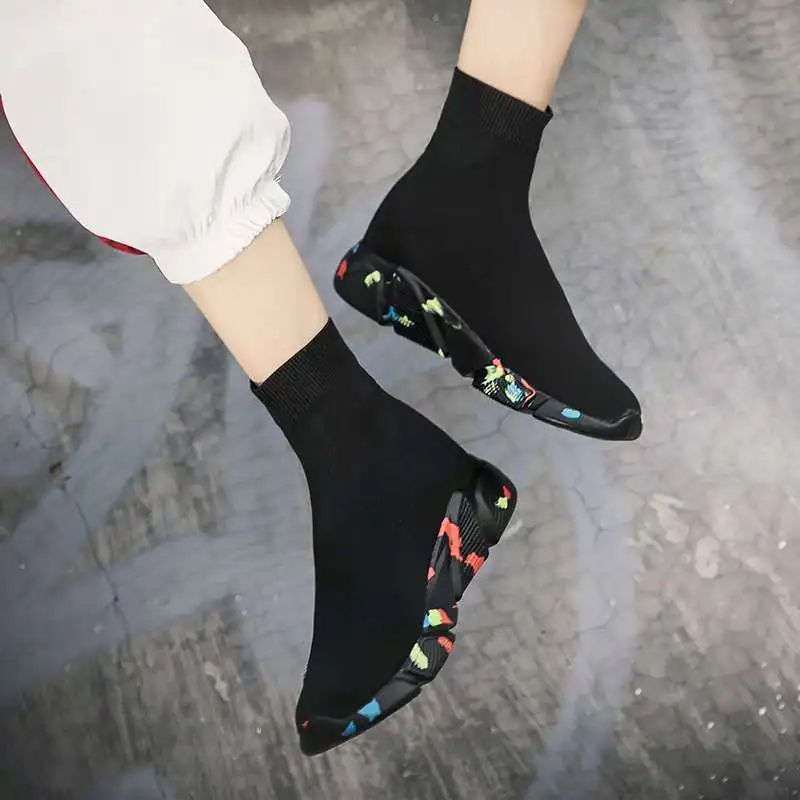 MWY wysokie trampki damskie elastyczne skarpety Boot kobiety obuwie Unisex trenerzy wygodne buty wulkanizowane Zapatillas Mujer