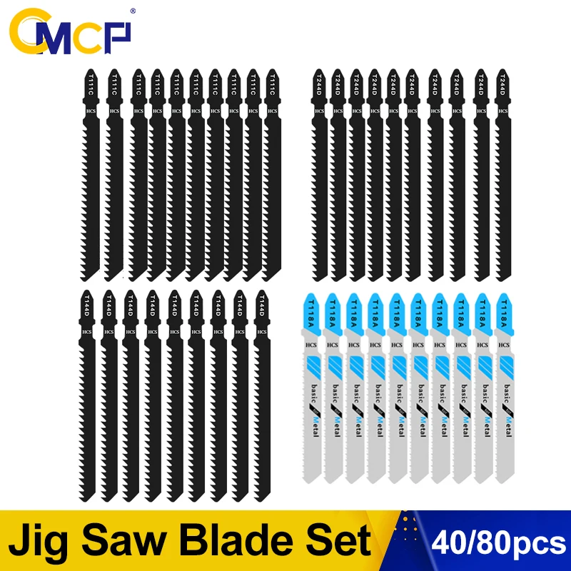 

CMCP HCS Jig Saw Blade 40/48pcs T Shank JigSaw Blade For Wood Cutting Woodworking Tools