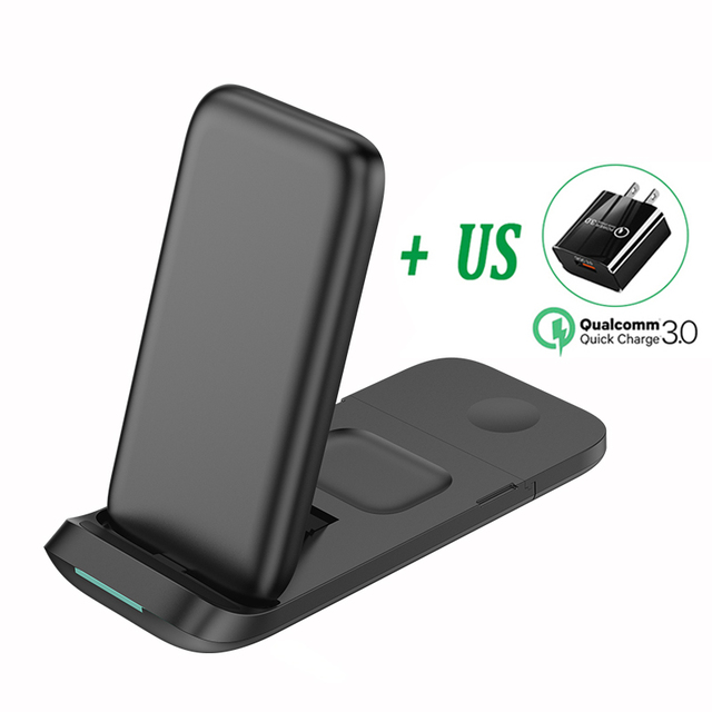 Fast Qi Wireless Charger Stand For iPhone 13 12 11 XS XR X 8 3 in 1 Charging Dock Station for Apple Watch 7 6 SE Airpods Pro