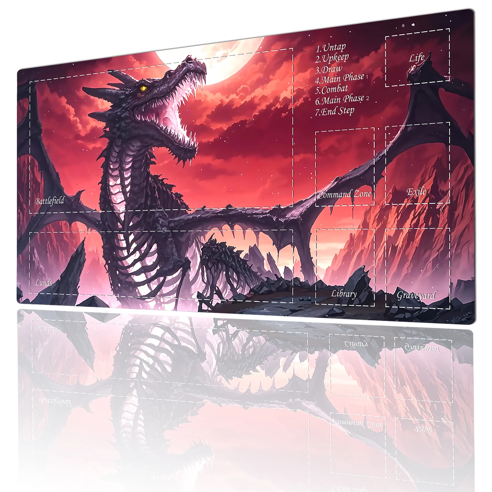 Magic Card Gaming Mat with zone Fantasy Magic Dragon theme mtg playmat ...