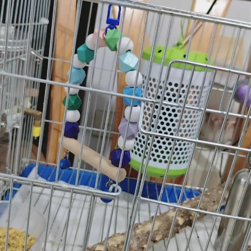 Pet Bird Swing Toys Parrot Wooden Swing Stand Pet Supplies Random Colorful Bird Swing