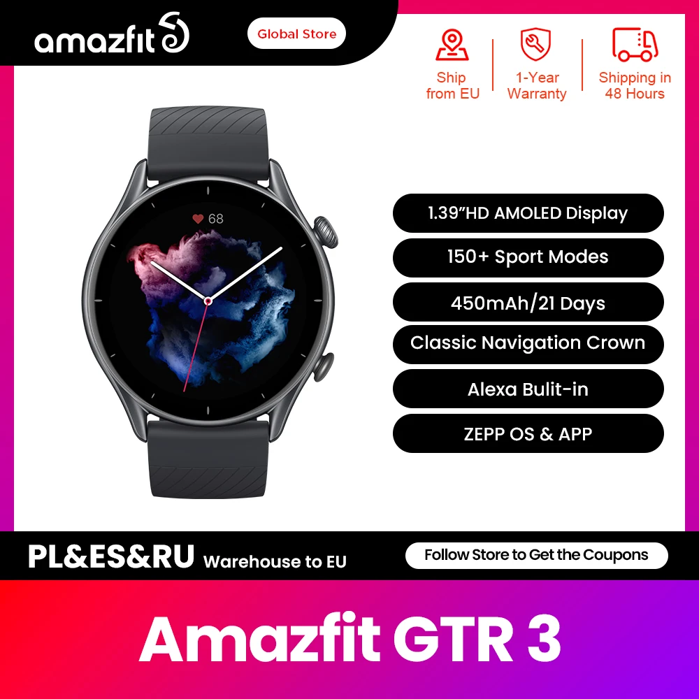  New Amazfit GTR 3 GTR3 GTR-3 Smartwatch Alexa Built-in Health Monitoring 1.39" AMOLED Display Smart Watch for Android IOS Phone 