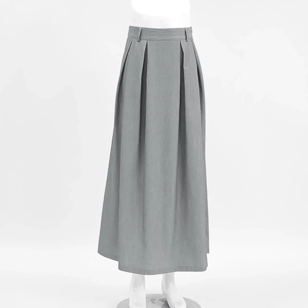 スカート musinsastandardwoman Women's high waist long skirt grey MWAK Mrat Wrap Skirts Women's Casual Hakama Irregular Leaf Bow