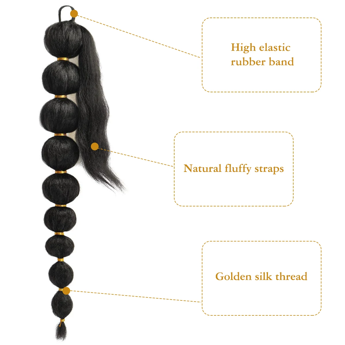 DUTRIEUX Synthetic Lantern Bubble Ponytail Surrounds African Women's Ponytail Gold Thread Hair Accessories Hair Extension