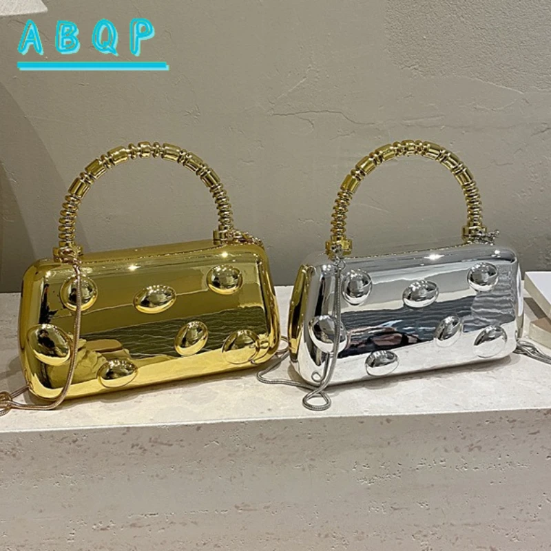 Nuova Borsa da Sera per Donna in Acrilico, Monocolore Lucido, Borsa a Mano di Lusso, Borsa a Tracolla 3D alla Moda - immagine 3