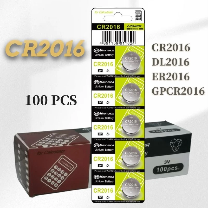 

100Pcs 3V CR2016 Button Batteries LM2016 BR2016 DL2016 Lithium Battery Watch Electronic Toy Calculators