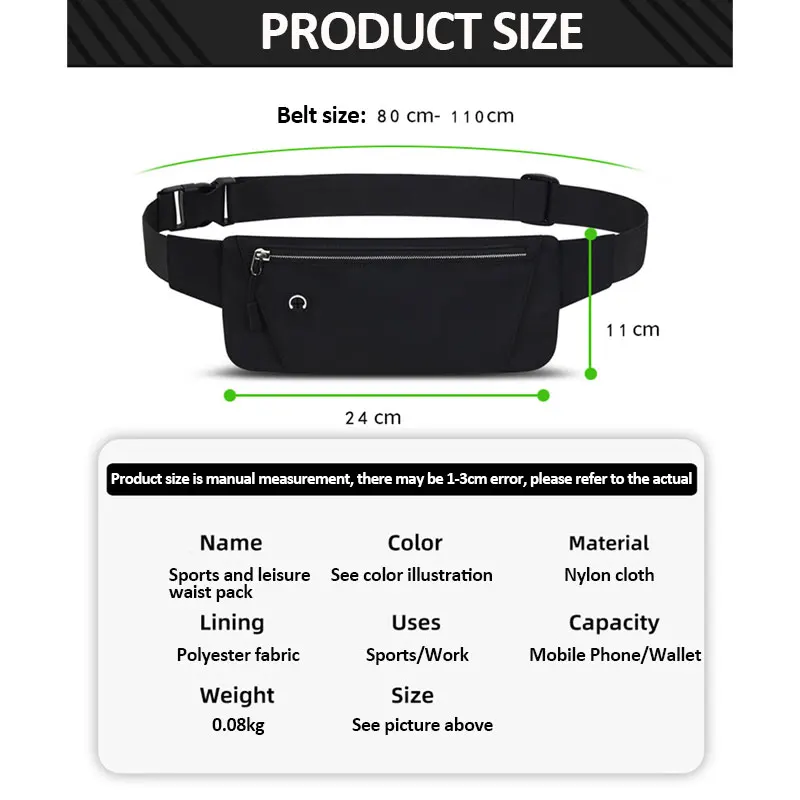 Lightweight Running Waist Bag Sports Belt Pouch Mobile Phone Bag Men Women Waist Pack Gym Sports Bag Waist Pack Adjustable Strap 5