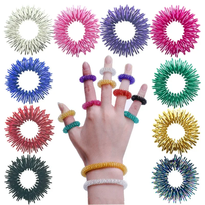 Mini Spring Decompression Joint Meridian Massage Ring Colorful Skincare Rebound Hand Exercise Relaxation Leisure Fingertip Toy