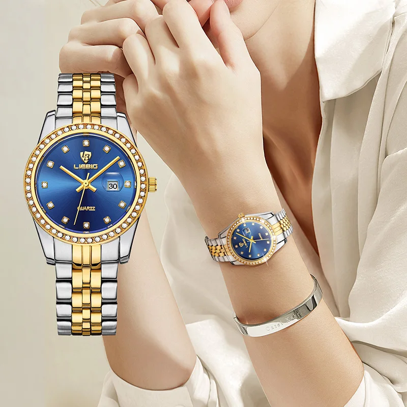 New  Watch For Women Fashion Waterproofing quartz time and date Wrist watch Ladies Stainless steel clock Relógio Feminino L1038