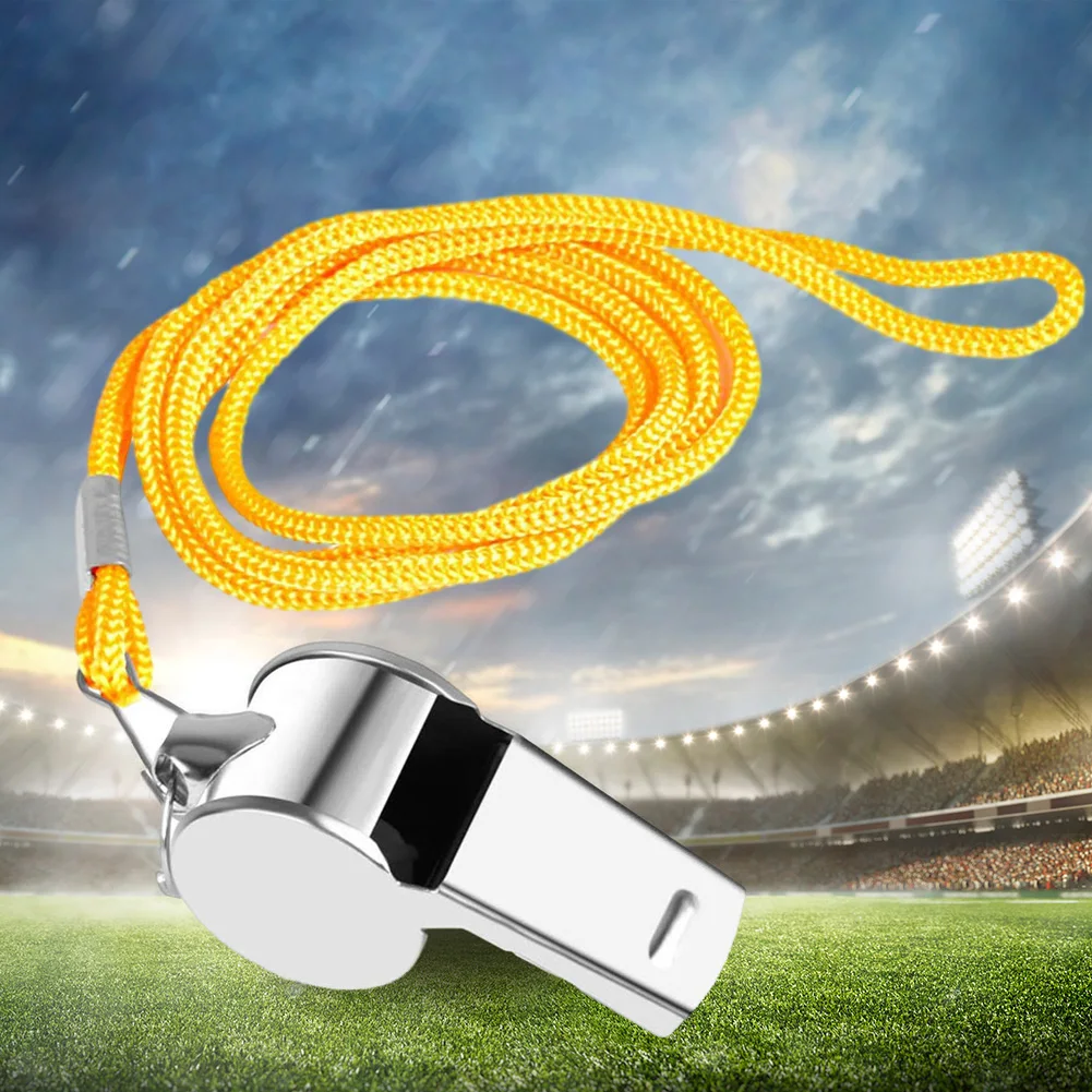 Metal Whistle with Rope Cheer Whistles Portable Extra Loud Sports Whistle Multipurpose for Soccer Football Basketball Training