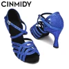 CINMIDY Blue Latin Dance Shoes Women Ballroom Party Shoes Soft Bottom Salsa Performance Shoes For Dancing Women's Sandals Green 4