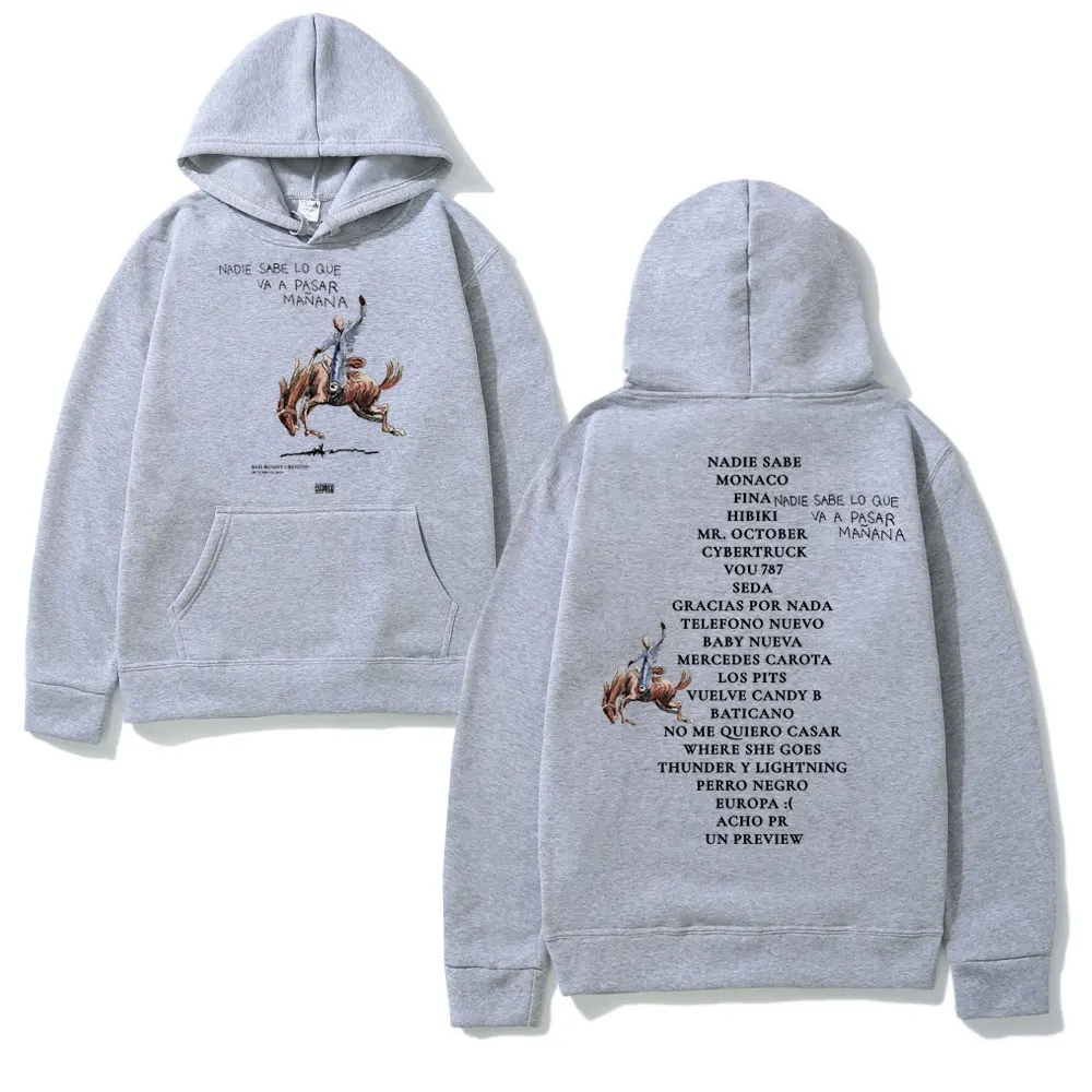 Bad Bunny New Album Nadie Sabe Lo Que Va Pasar Manana Sweatshirts Men Women's Vintage Street Hoodies Tops Clothes Warm Pullovers