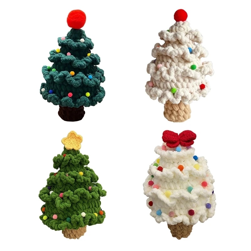 

Festival Home Decoration Crochet Christmas Tree Seasonal Holiday Knit Plush Tree Bedroom Ornament Christmas Scene Layout