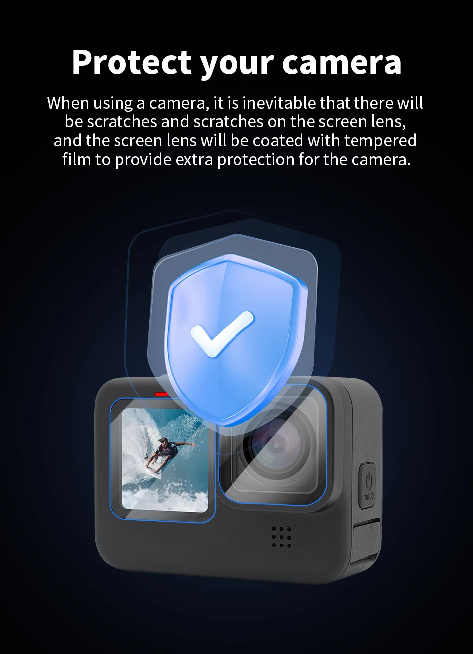 Description Picture 5 of itemTempered Glass Screen Protector Film for GoPro Hero 12 11 10 9 8 7 6 5 Black MAX 360 Action Camera Accessories