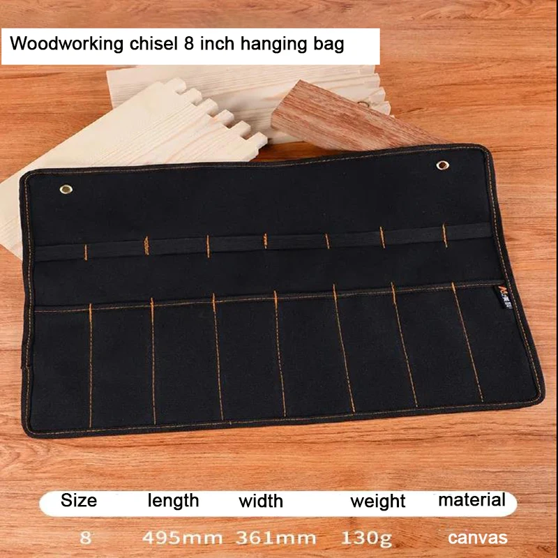 TRANVON 4/6/8 Inch Canvas Woodworking Chisel Hanging Bag Wear-Resistant Household Tools Storage Bag Carving Knife Cloth Bag bike tool bag