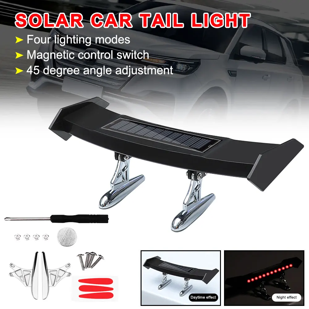 

Solar Car Tail Light LED Rear Wing Spoiler Lamp Light sensor Mini Wing Model Decoration Car Styling DIY Auto Accessories