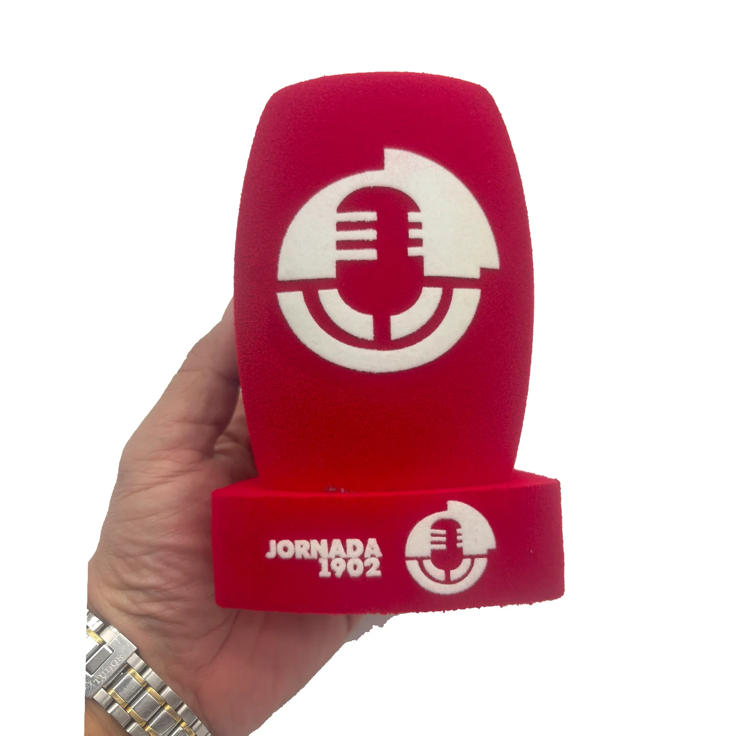 Kundenspezifisches Logo, Beflockungsmikrofon, dreieckige Schwammkappe, Mikrofon-Windschutzscheiben, Windschutzscheiben-Pop-Filter für TV-Stationen, Reporter-Interview – Detail 2