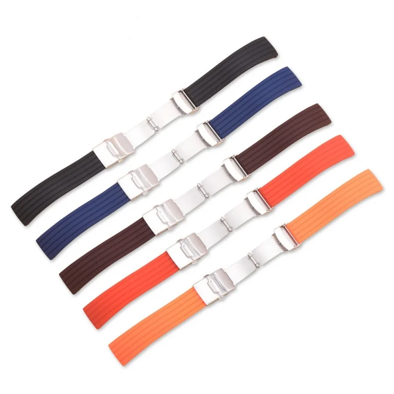 Quick Release Silicone Tire Tread Watch Strap with Stainless Steel Folding Buckle