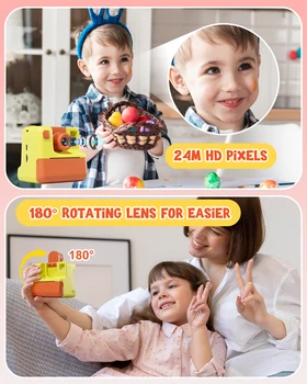 Gofunly Kids Digtial Camera Toy 1080P HD Instant Print Camera 180° Rotation Len Camera Gift For Girls Boys 4