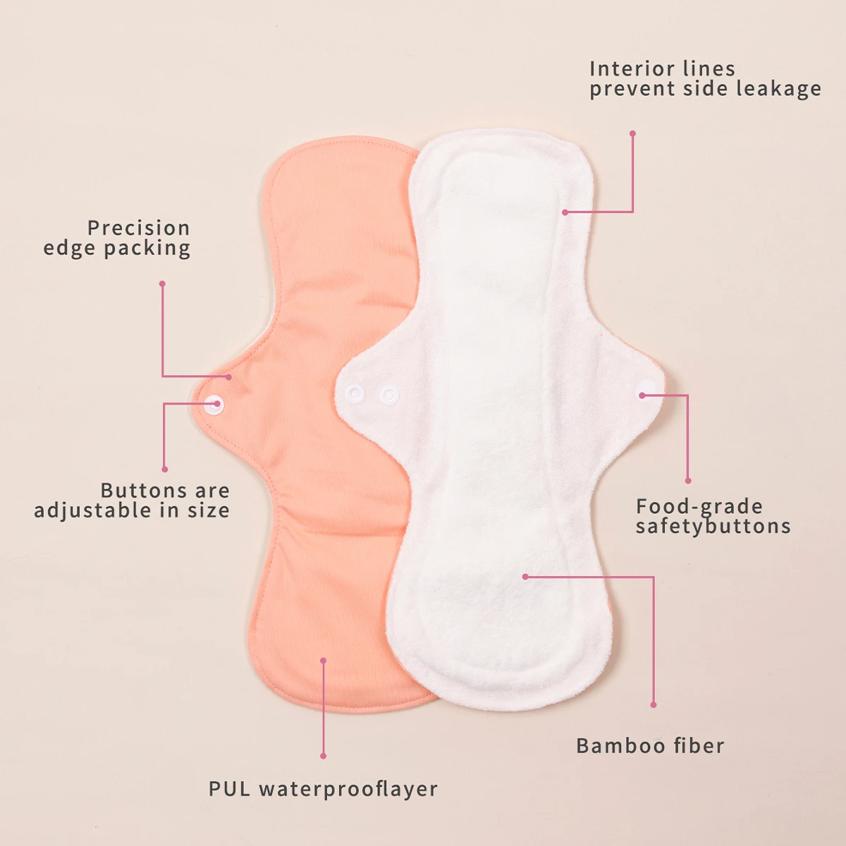 10Pcs/Set Large Women Reusable Menstural Pads for Monthly Thick Washable Sanitary Napkins Highly Absorbent Washable Heavy Pads