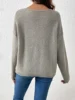 Autumn and winter ladies V-neck solid color loose leisure languid wind long sleeve knit sweater bottom sweater 2