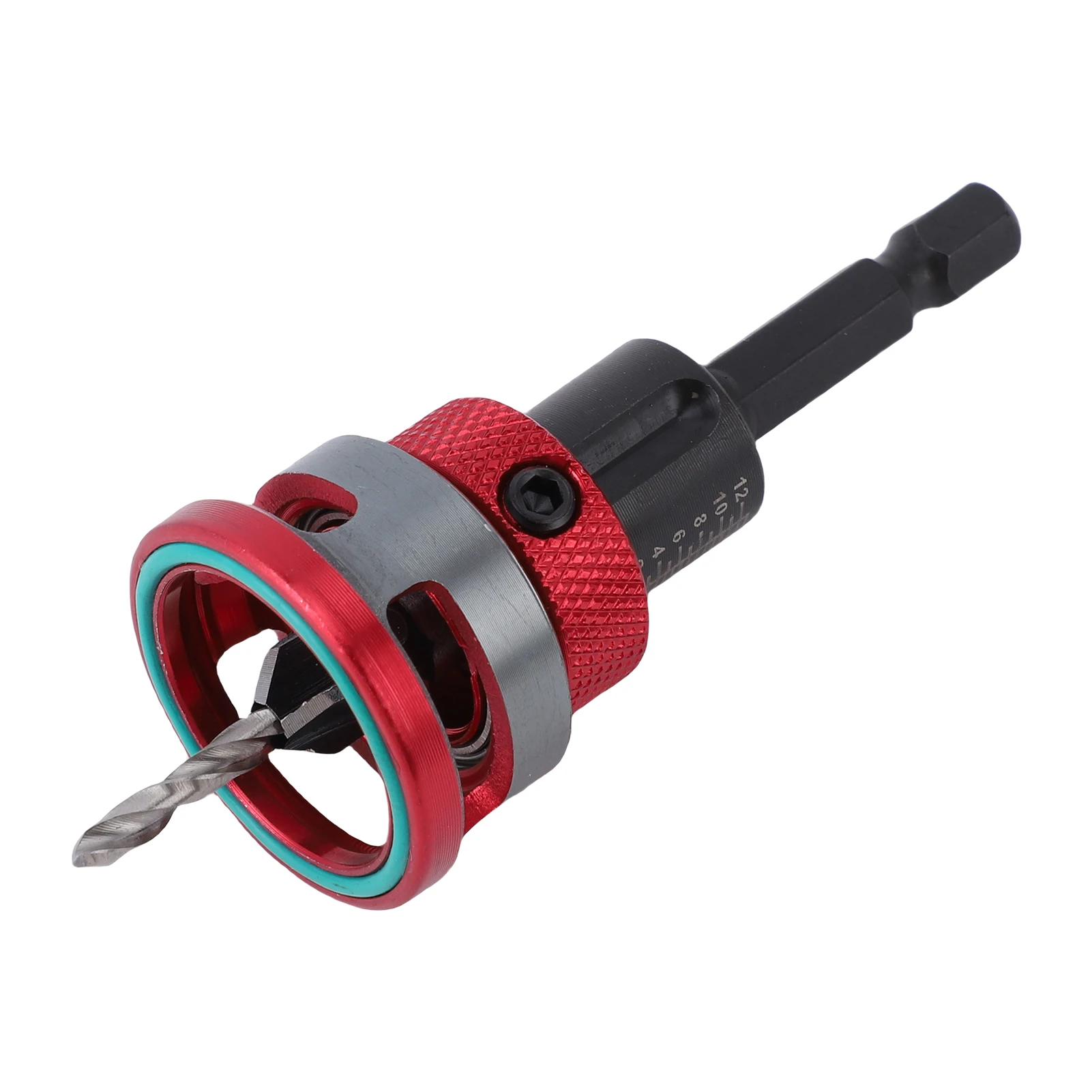 4 Blades Countersink Bit with Wood Contacting Limit Function Adjustable Depth Countersink Drill Set for Hiding Screws Red
