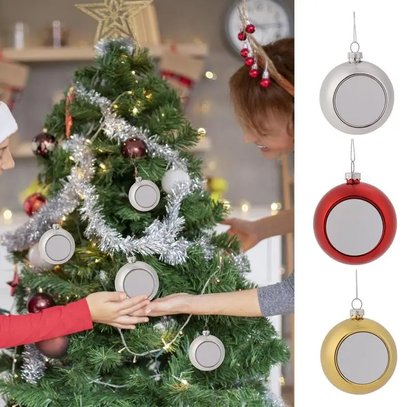 

Christmas Sublimation Blank Pendants For Windows Wall Christmas Trees Heat Transfer Memorial Photo Ball Christmas Ball Ornaments