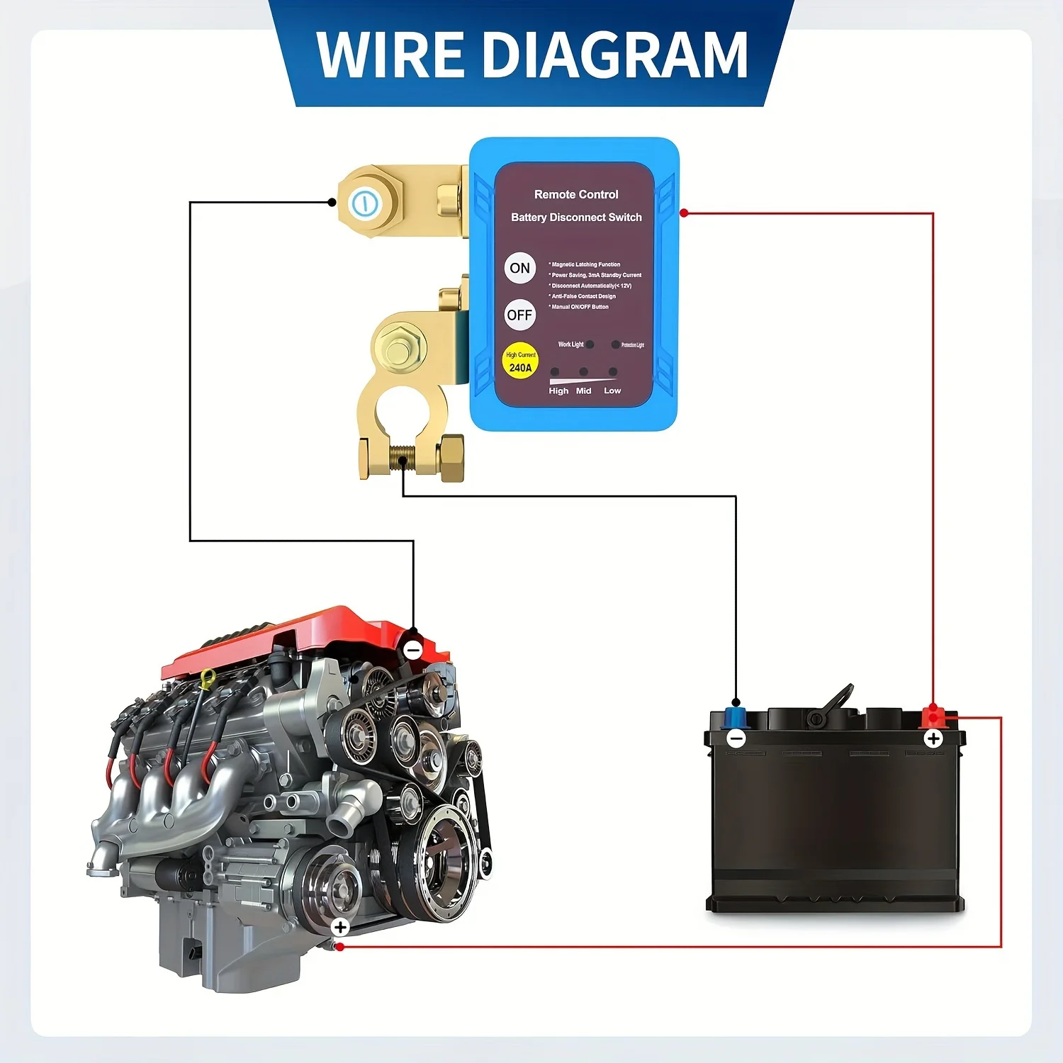 Wireless Dual Remote Car Battery Disconnect Relay Master Kill Cut-off Switch 12V