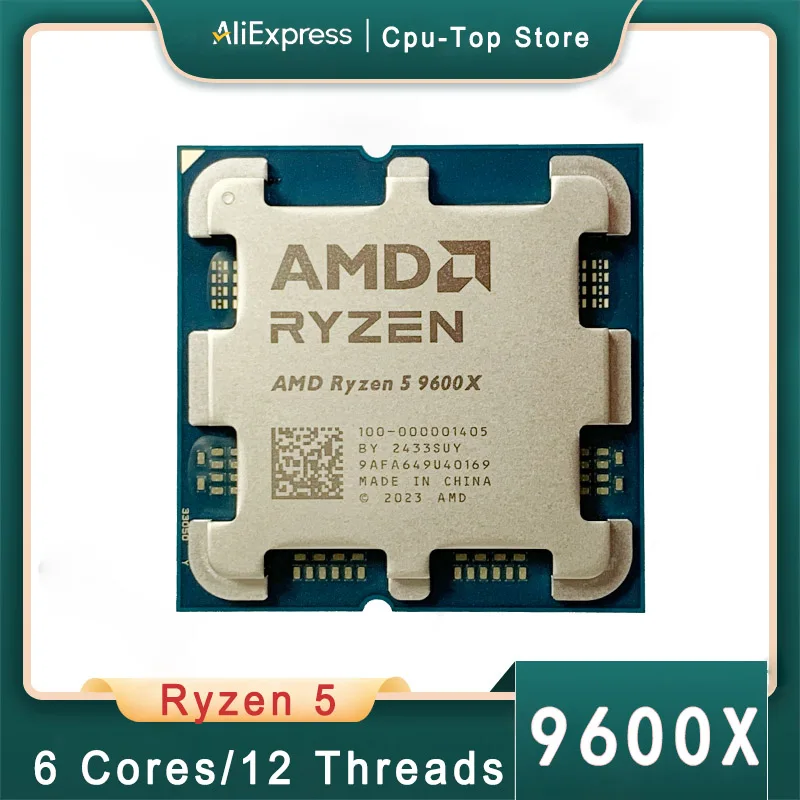 Процесор AMD Ryzen 5 9600X, 5,4 ГГц, 6 ядер, 12 потоків, 38 МБ, ігровий кеш, 4 нм, TDP, 65 Вт, роз’єм AM5, ігровий процесор Zen 5, інтегрована графіка