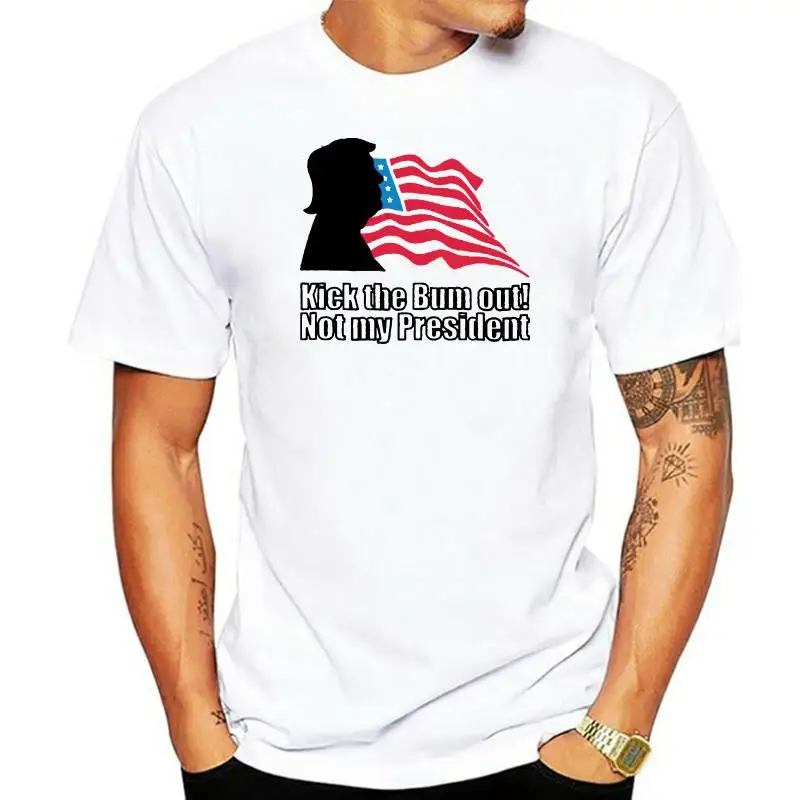 

Trump Silhouette Not My President Us Flag Men'S T-Shirt summer 2022 100% Cotton 100% Cotton Print Casual Tee Shirt