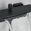 Black Waterfall Bathtub Shower Faucets Wall Mount Shower With Handheld Shower Mixer Tap Faucets Hot Cold Bath Shower Tap 4