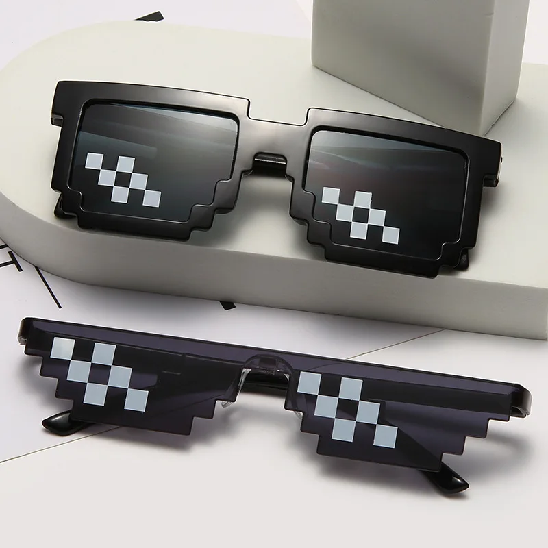 Vintage Sunglasses Mosaic Pixel Retro Gamer Robot For Mens Womens