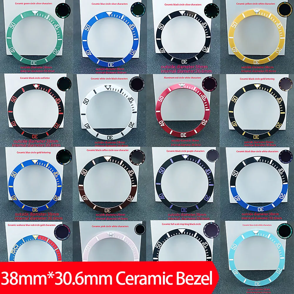 

Sloping 38mm*30.6mm Ceramic Bezel GMT and Diving watch Insert For 40mm Mens Watch Replace Watch Face Watch Bezel Inserts