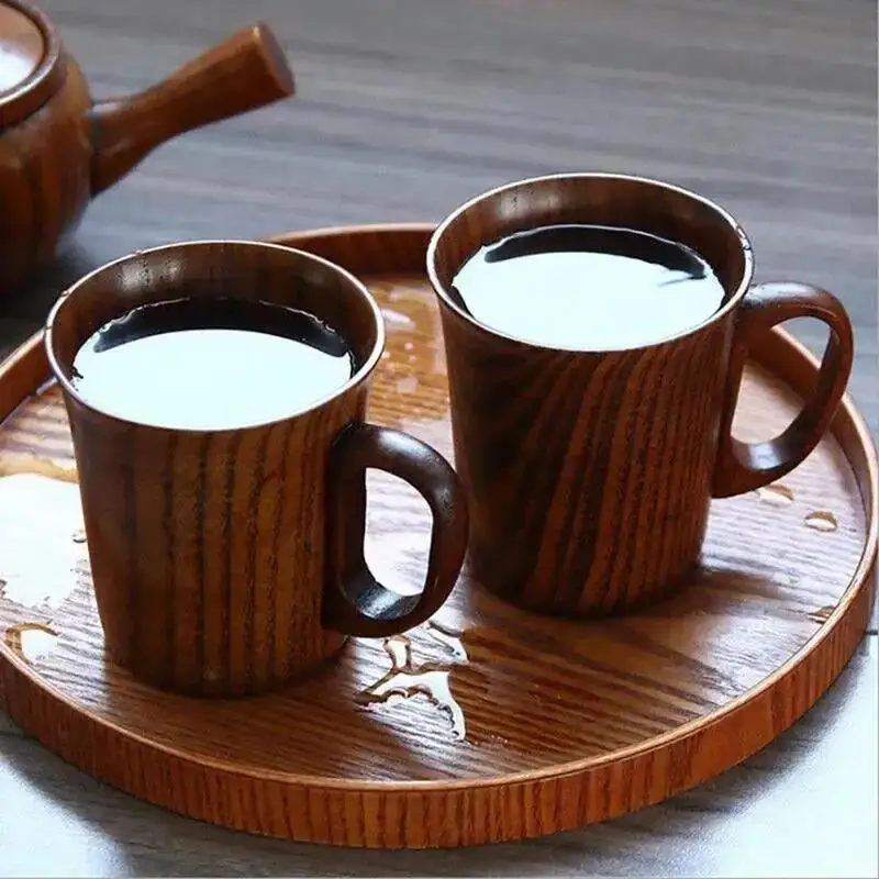 400ML Simple Jujube Wood Cup Home Restaurant Office With Handle Mug High-end Handmade Coffee Cup Tea Cups Gift Drinkware